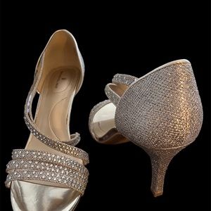 Beautiful rhinestone open toe dress shoes 8 1/2
